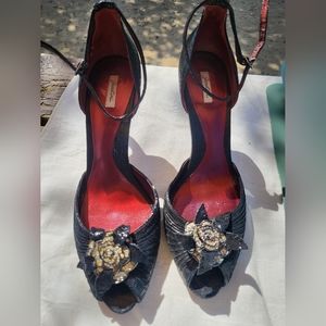 Garolini vintage heels, floral embellishment